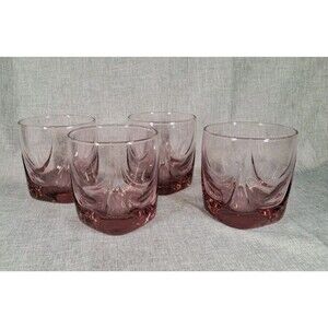 VTG Set of 4 Libbey Old Fashioned Imperial Plum Whiskey Glasses Tumblers